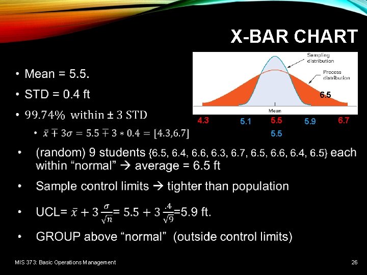 X-BAR CHART • 6. 5 4. 3 5. 1 5. 5 5. 9 6.