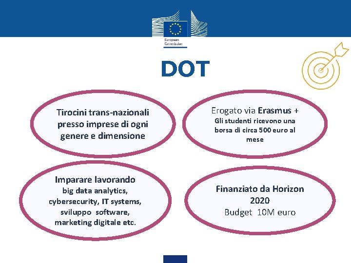 DOT Tirocini trans-nazionali presso imprese di ogni genere e dimensione Imparare lavorando big data