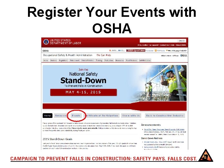 Register Your Events with OSHA 