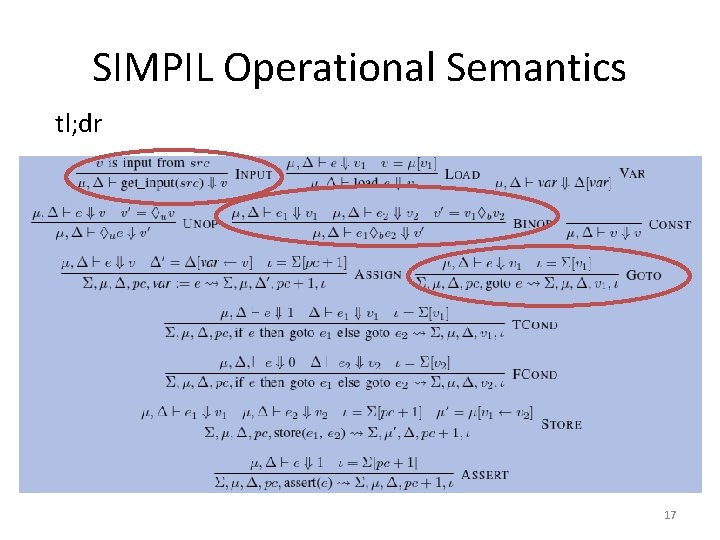 SIMPIL Operational Semantics tl; dr 17 