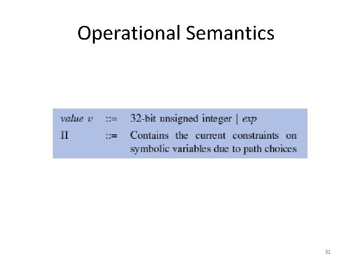 Operational Semantics 31 
