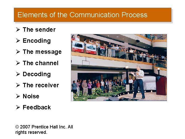 Elements of the Communication Process Ø The sender Ø Encoding Ø The message Ø