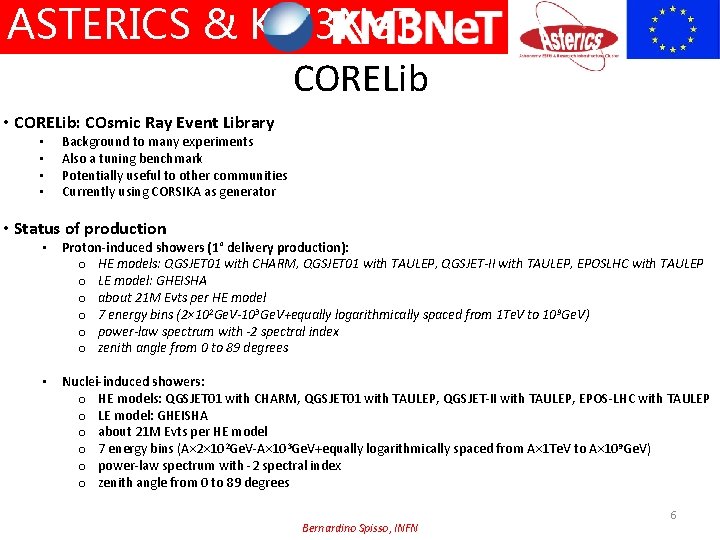 ASTERICS & KM 3 Ne. T CORELib • CORELib: COsmic Ray Event Library •