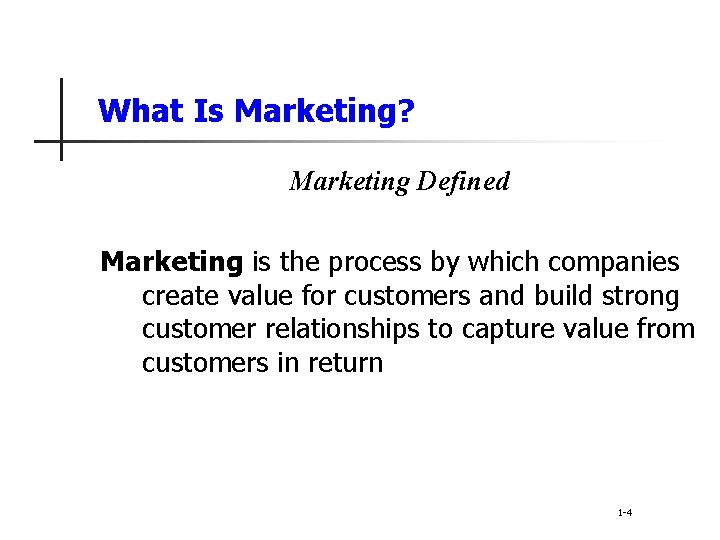 What Is Marketing? Marketing Defined Marketing is the process by which companies create value