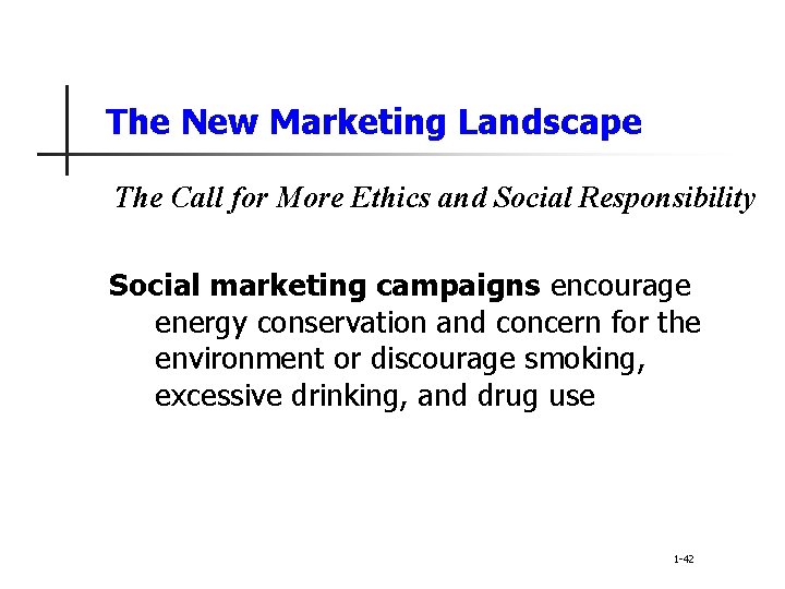 The New Marketing Landscape The Call for More Ethics and Social Responsibility Social marketing