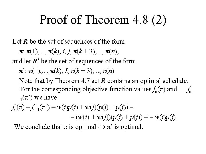 Proof of Theorem 4. 8 (2) Let R be the set of sequences of