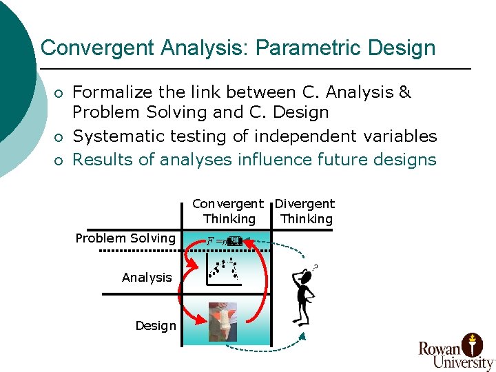Convergent Analysis: Parametric Design ¡ ¡ ¡ Formalize the link between C. Analysis &