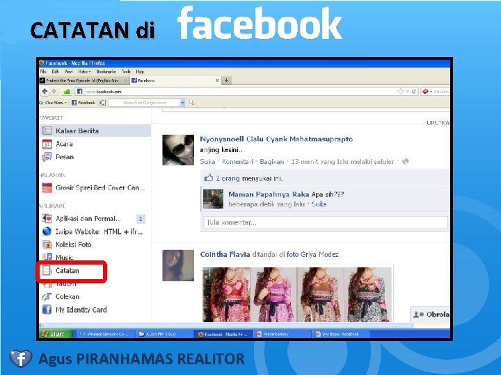 CATATAN di Agus PIRANHAMAS REALITOR 