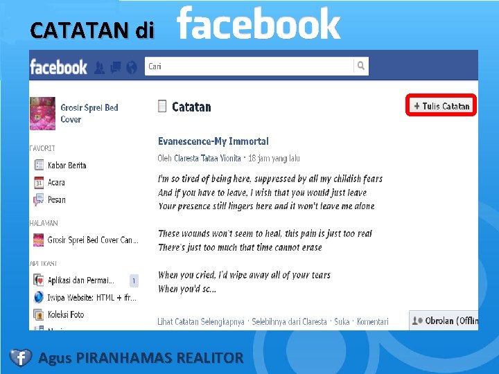 CATATAN di Agus PIRANHAMAS REALITOR 