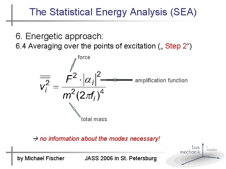 The Statistical Energy Analysis (SEA) 6. Energetic approach: 6. 4 Averaging over the points