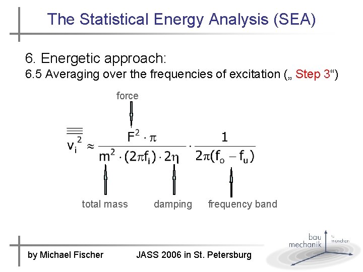 The Statistical Energy Analysis (SEA) 6. Energetic approach: 6. 5 Averaging over the frequencies