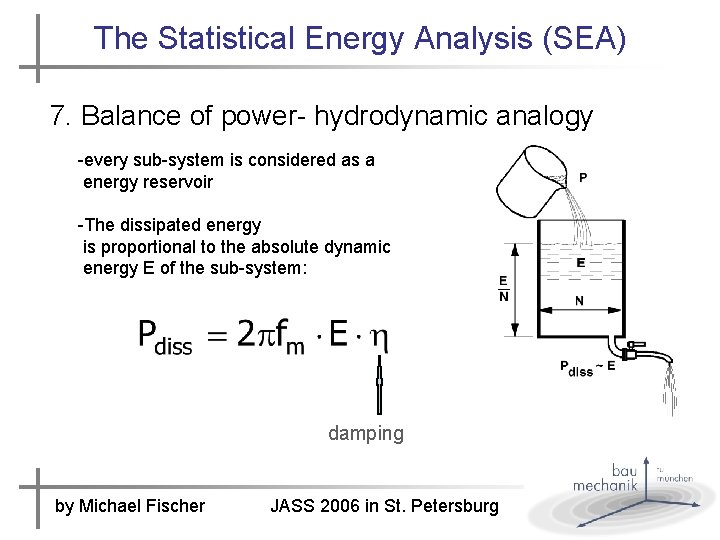 The Statistical Energy Analysis (SEA) 7. Balance of power- hydrodynamic analogy -every sub-system is
