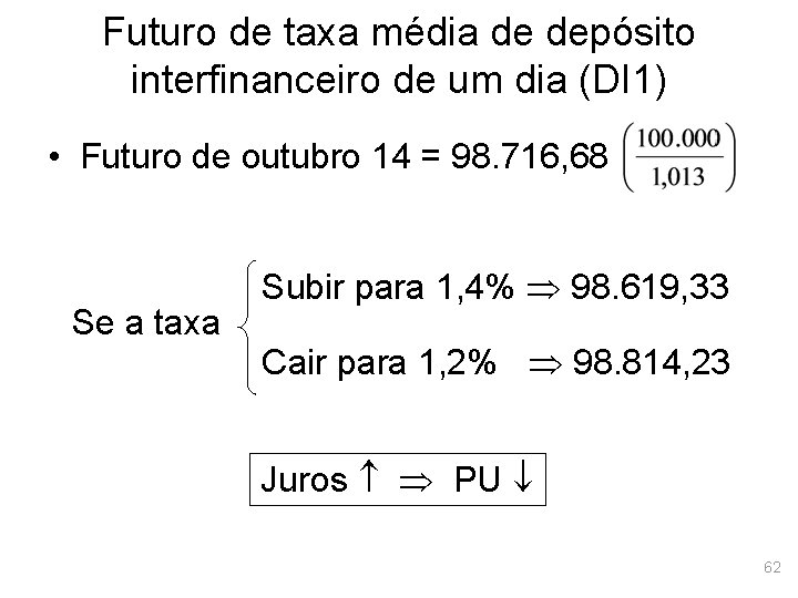 Futuro de taxa média de depósito interfinanceiro de um dia (DI 1) • Futuro