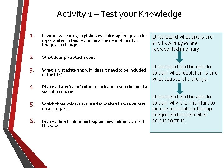 Activity 1 – Test your Knowledge 1. In your own words, explain how a