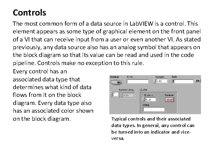 Controls The most common form of a data source in Lab. VIEW is a