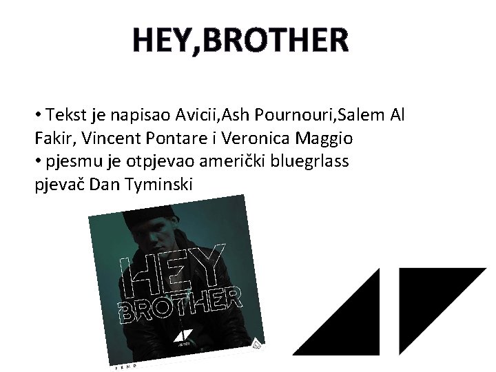 HEY, BROTHER • Tekst je napisao Avicii, Ash Pournouri, Salem Al Fakir, Vincent Pontare
