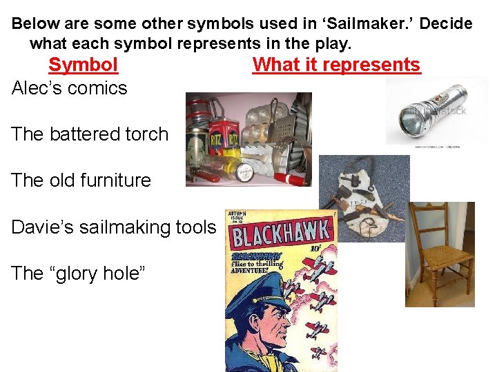 Below are some other symbols used in ‘Sailmaker. ’ Decide what each symbol represents
