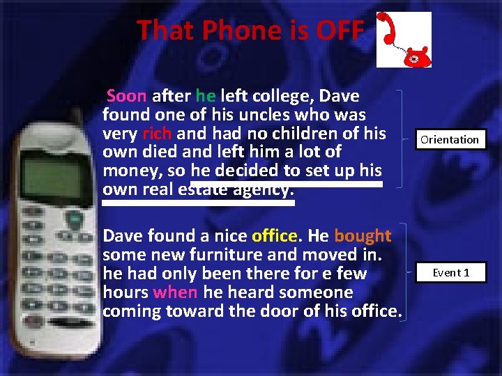 That Phone is OFF Soon after he left college, Dave found one of his