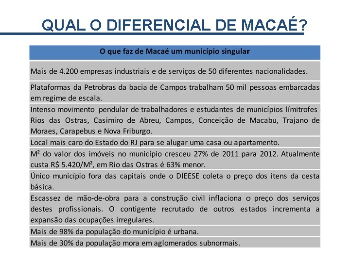 QUAL O DIFERENCIAL DE MACAÉ? 