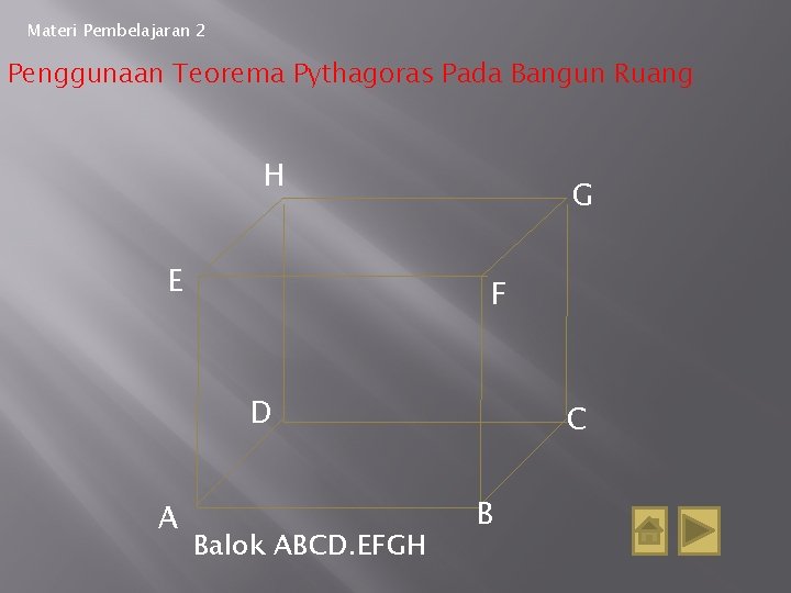 Materi Pembelajaran 2 Penggunaan Teorema Pythagoras Pada Bangun Ruang H E G F D