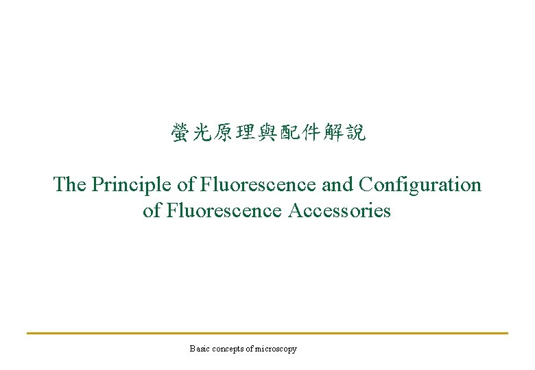 螢光原理與配件解說 The Principle of Fluorescence and Configuration of Fluorescence Accessories Basic concepts of microscopy