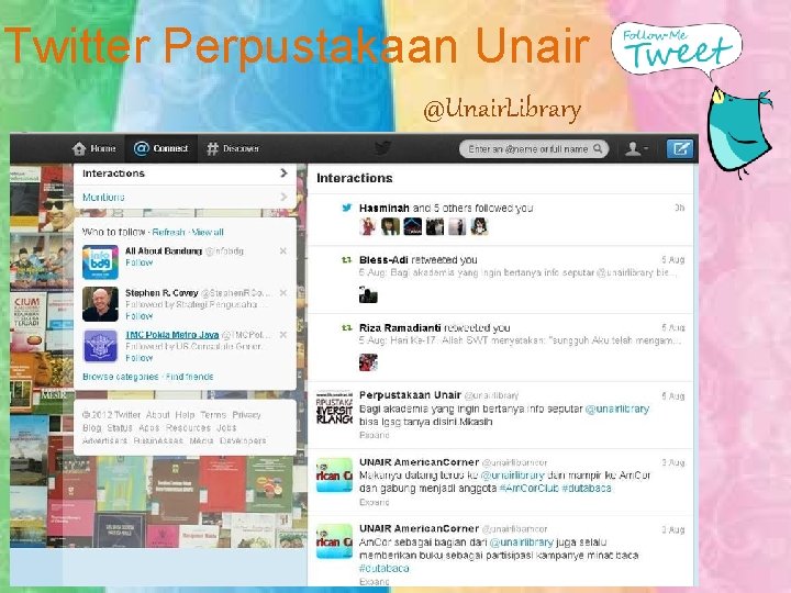 Twitter Perpustakaan Unair @Unair. Library 