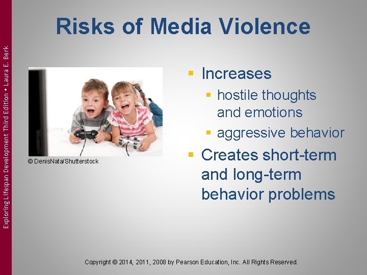 Exploring Lifespan Development Third Edition Laura E. Berk Risks of Media Violence § Increases Exploring Lifespan Development Third Edition Laura E. Berk Risks of Media Violence § Increases