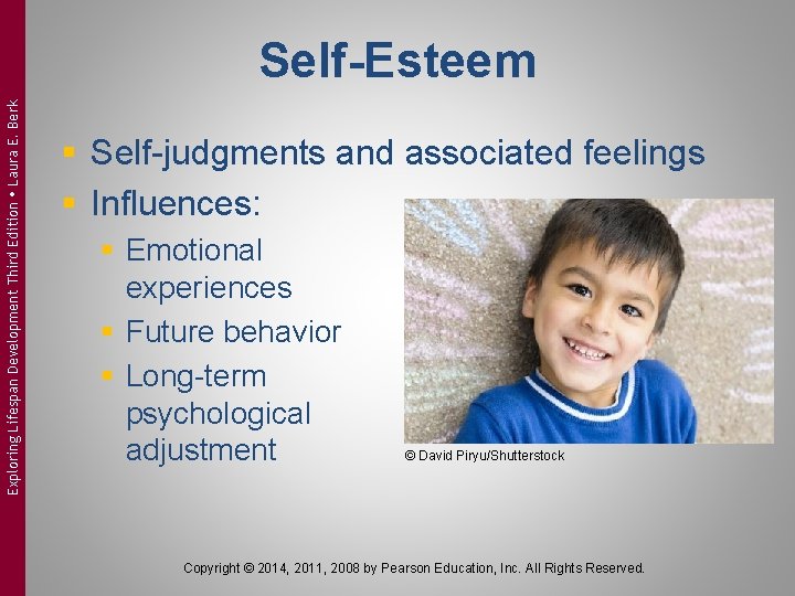 Exploring Lifespan Development Third Edition Laura E. Berk Self-Esteem § Self-judgments and associated feelings Exploring Lifespan Development Third Edition Laura E. Berk Self-Esteem § Self-judgments and associated feelings