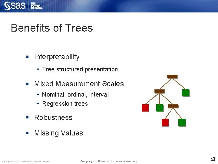 Benefits of Trees § Interpretability • Tree structured presentation § Mixed Measurement Scales •