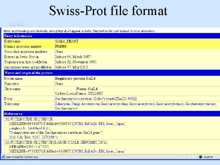 Swiss-Prot file format entry 