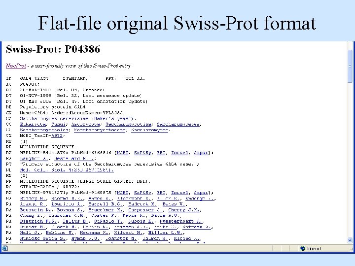 Flat-file original Swiss-Prot format 