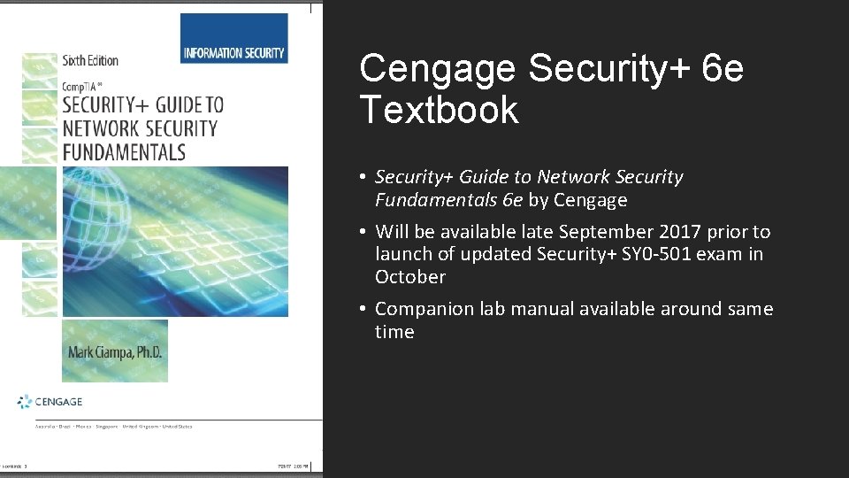 Cengage Security+ 6 e Textbook • Security+ Guide to Network Security Fundamentals 6 e