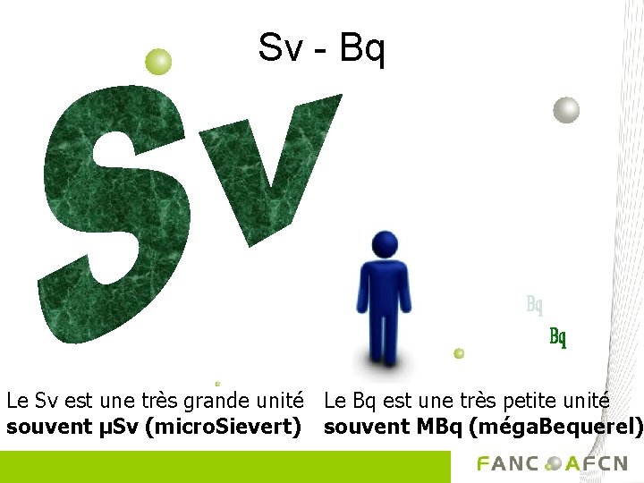 Sv - Bq Le Sv est une très grande unité Le Bq est une