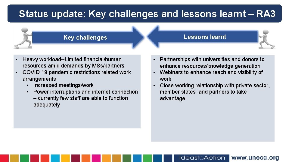 Status update: Key challenges and lessons learnt – RA 3 Lessons learnt Key challenges