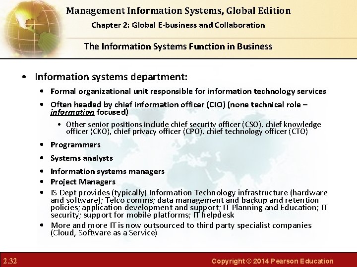 Management Information Systems, Global Edition Chapter 2: Global E-business and Collaboration The Information Systems