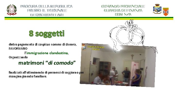 PROCURA DELLA REPUBBLICA PRESSO IL TRIBUNALE DI CASTROVILLARI 8 soggetti dietro pagamento di cospicue PROCURA DELLA REPUBBLICA PRESSO IL TRIBUNALE DI CASTROVILLARI 8 soggetti dietro pagamento di cospicue