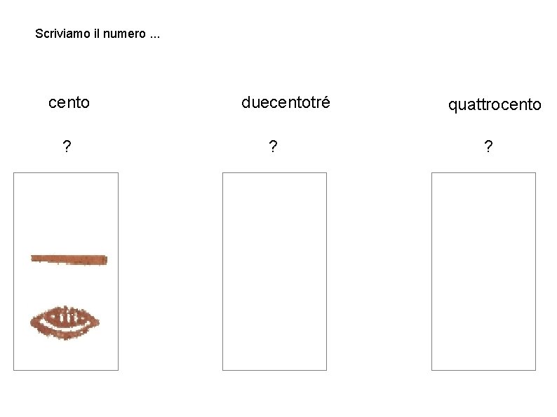 Scriviamo il numero. . . cento ? duecentotré ? quattrocento ? 