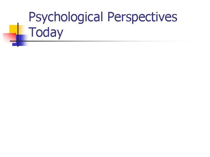 Psychological Perspectives Today 