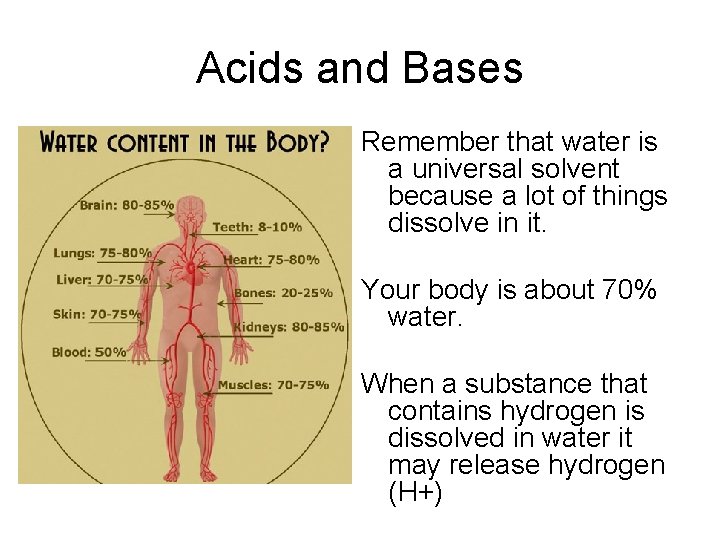 Acids and Bases Remember that water is a universal solvent because a lot of