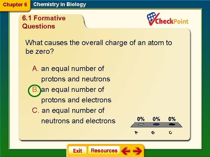 Chapter 6 Chemistry in Biology 6. 1 Formative Questions What causes the overall charge