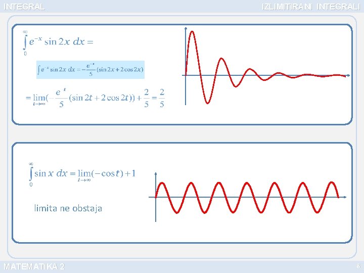 INTEGRAL IZLIMITIRANI INTEGRALI limita ne obstaja MATEMATIKA 2 8 