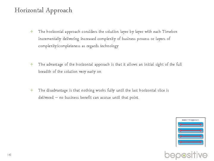 Horizontal Approach The horizontal approach considers the solution layer by layer with each Timebox