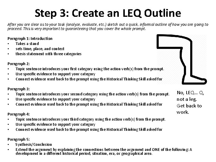 Step 3: Create an LEQ Outline After you are clear as to your task