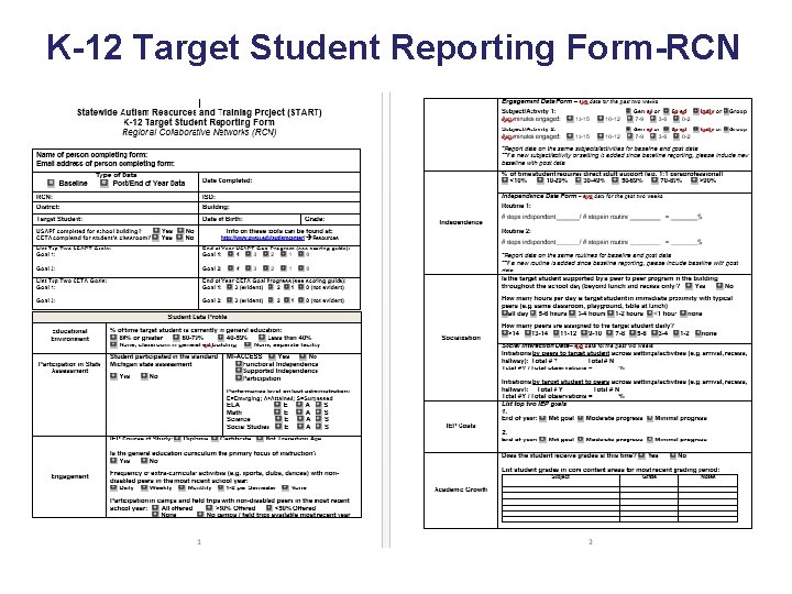 K-12 Target Student Reporting Form-RCN 