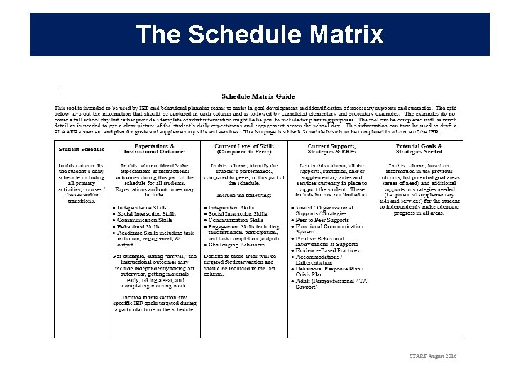 The Schedule Matrix 