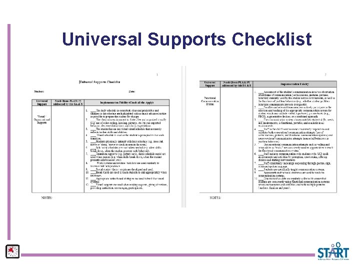 Universal Supports Checklist 