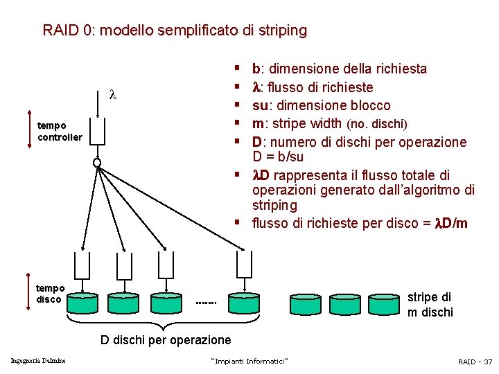 RAID 0: modello semplificato di striping § § § b: dimensione della richiesta :