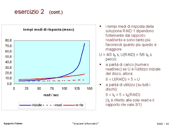 esercizio 2 (cont. ) § i tempi medi di risposta della soluzione RAID 1