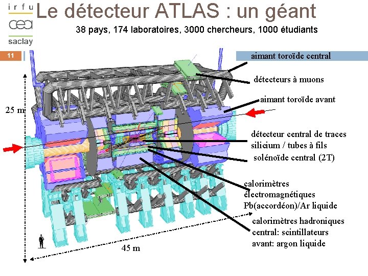 Le détecteur ATLAS : un géant 38 pays, 174 laboratoires, 3000 chercheurs, 1000 étudiants