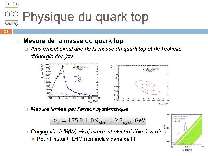 Physique du quark top 24 Mesure de la masse du quark top Ajustement simultané